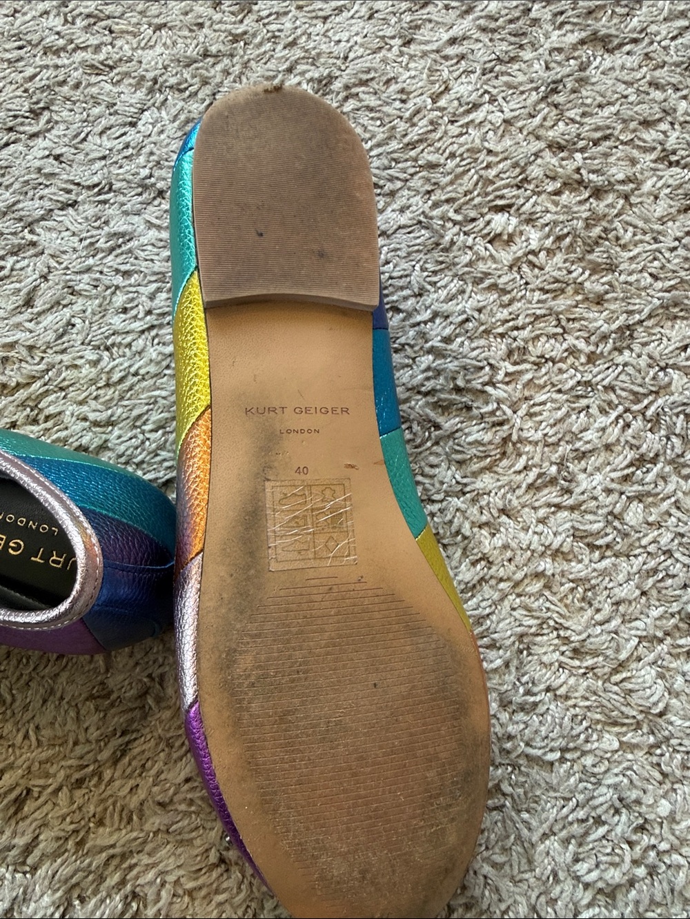 Kurt Geiger Iridescent Pink Purple Metallic Ballet Flats - Picture 5 of 5